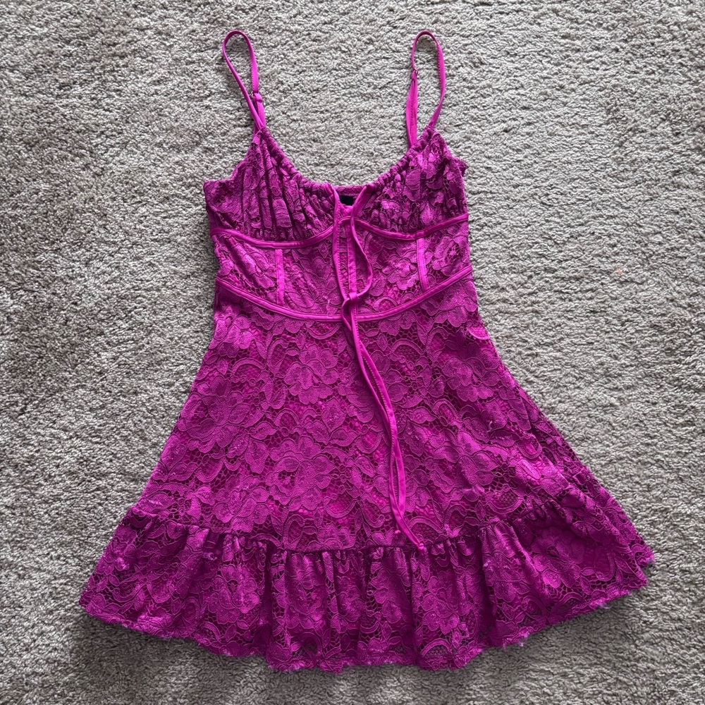 Forever 21 Pink Lace Corset Mini Dress